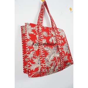 Bolso Tote Grande de Algodón Multicolor a Rayas, Acolchado a Mano, para Playa y Compras, con Asa Larga, para Mujer, el Más Vendido, de Rajastha - Product Image 5