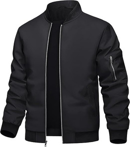 Men's Eco-Friendly Reversible 100% Polyester Bomber <b>Jacket</b> Lightweight Casual Winter Windbreaker <b>Zip</b> <b>up</b> Coat with Pocket - Product Image 1