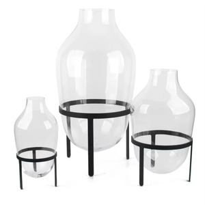 Ensemble de 3 terrariums en verre avec support en métal, pot de fleurs décoratif d'intérieur pour la maison, le bureau, la table de café et un style moderne - Product Image 2