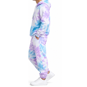 ชุดวอร์ม Tie Dye ทรงหลวม เสื้อฮู้ดและกางเกงจ็อกเกอร์ สไตล์ลำลอง สำหรับการจัดจำหน่ายเสื้อผ้าแฟชั่นในร้านค้าปลีก พร้อมจากโรงงาน - Product Image 2