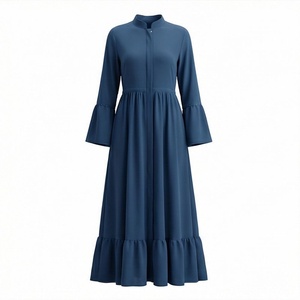 ชุดอาบายะห์ผู้หญิงแบบเรียบง่าย สีสันตามสั่ง ผ้าชีฟองระบายอากาศได้ดี ทรงเอไลน์ ประดับลูกปัด คอวี ไซส์ใหญ่ คุณภาพสูง ขายส่ง - Product Image 1