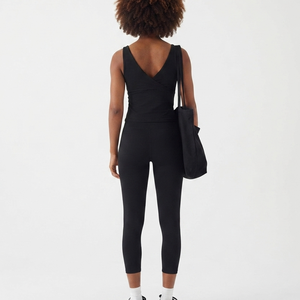 Women Low Waist Seamless Yoga <b>Leggings</b> Ankle Length Solid <b>Black</b> Sport Pants Elastic Waist Stretchy Fitness Wear 220g - Product Image 2