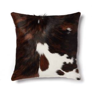 Square Cowhide Pillow 24x24in Brown White Fur Home Decor - Product Image 3
