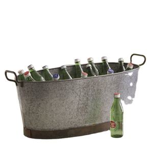 Cubo de Hielo Galvanizado Postmoderno para Champán, Enfriador de Vino Metálico Elegante con Asas para Bodas y Fiestas - Product Image 1