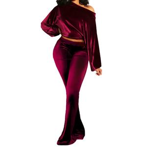 Custom Solid Casual Embroidered <b>Velvet</b> <b>Women's</b> Winter 2 Piece Tracksuit Set <b>Jogger</b> Sweat Suit - Product Image 5