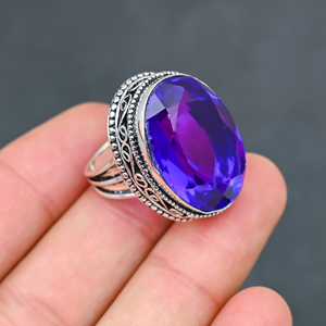 Magnifique bague tendance en topaze bleue de Londres, en argent sterling 925 massif, bijoux faits à la main, vente en gros directe d'usine - Product Image 2