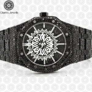 Montre de luxe Charm_Jewells en acier inoxydable, boîtier de 40 mm, mouvement mécanique analogique, date automatique, mode vintage pour homme, accents de diamants - Product Image 1