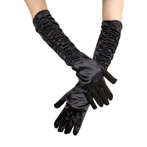 Gants de mariée en satin froissé de 45 cm de long pour femmes, parfaits pour l'opéra, les mariages, les fêtes et les spectacles sur scène - Product Image 1