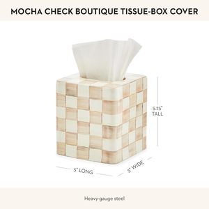 Cubierta y Soporte para Caja de Pañuelos de Resina, Diseño Clásico Hecho a Mano para Decoración del Hogar, Cuadros Marrón y Blanco Mocha - Product Image 2