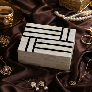 Decorative Bone Inlay Jewelry <b>Box</b> | Handmade Storage <b>Box</b> Black White Geometric <b>Box</b> | Luxury Home Decor <b>Gift</b> <b>Box</b> Table Decor - Product Image 3