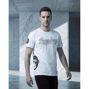 Legendary Men's White Short Sleeve O-Neck T-Shirt With Monkey Print Casual Style Regular Fit Jersey Knitted Cotton - Product Image 1