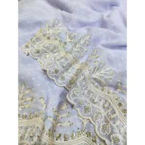 Écharpe et châle traditionnels de créateur, magnifiques sequins et fils brodés, sari - Product Image 1