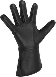 Guantes de cuero suave negros de los Caballeros Templarios con Cruz Roja (Talla Mediana) con tres líneas de costura impecables. - Product Image 5