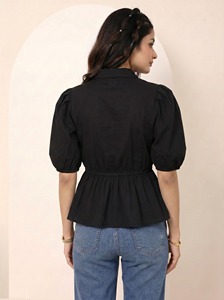 Nouvelle Arrivée Blouse Peplum Décontractée en Coton pour Femme Coupe Ample – Nouveau Design – Hauts Peplum Amples – Chemise Décontractée pour le Bureau - Product Image 4