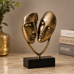 Sculpture abstraite double face en laiton plaqué or, pièce d'art décorative de luxe moderne pour table, par Shree Radhey International - Product Image 1