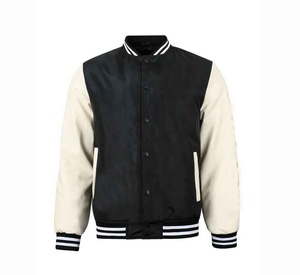 Chaqueta Universitaria de Lana con Mangas de Cuero OEM, Diseño de Letras Bordadas en Chenilla, Chaqueta Universitaria de Béisbol - Product Image 1