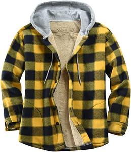 Vêtements d'automne et d'hiver pour hommes, vestes à capuche en flanelle, vestes en polaire à carreaux pour hommes - Product Image 2