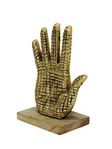 Escultura de Mano de Cocodrilo en Aluminio Dorado sobre Base de Madera, Figura Decorativa de Palma para Decoración de Hogar, Oficina y Escritorio - Product Image 2