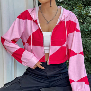 เสื้อฮู้ดดี้ผู้หญิง แขนยาว ซิปหน้า มีเชือกผูก ปักลาย 3 มิติ ผ้าสโตนวอชท์ ทอแบบพิเศษ ผ้าฝ้าย 100% คุณภาพสูง - Product Image 1