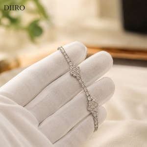 Custom Plated White <b>Gold</b> Flower Tennis Bracelet Brilliant Round Diamond Engagement Moissanite Women's Jewelry - Product Image 2