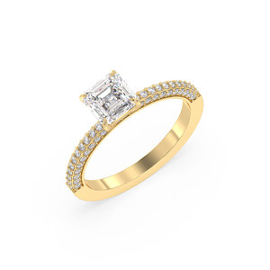 Bague solitaire en diamant de laboratoire HPHT CVD de qualité supérieure REYES en or jaune 14 carats, cadeau de mariage, bijoux minimalistes pour femmes - Product Image 1