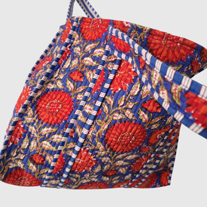 Sac fourre-tout en coton à motif floral avec design à panneaux, ouverture supérieure, style bohème, pour le shopping en toutes saisons - Product Image 2