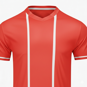 Men's <b>Red</b> Striped Soccer Jersey Short Sleeve V-Neck Moisture Wicking Polyester Athletic Wear All Seasons Wholesale Factory Supp - Product Image 5