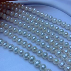 Collar de Perlas de Agua Dulce de 6-8 mm para Otoño e Invierno, Casi Redondas y Extremadamente Resistentes, Comparable a la Cadena de Suéter Akoya - Product Image 4