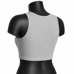 Débardeurs courts en tricot décontractés pour femmes, en spandex/polyester, col rond, uni, débardeur court de sport - Product Image 3