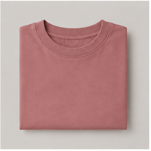 Camiseta Corta de Mujer con Cuello Redondo, Hombros Caídos y Manga Corta en Color Rosa Empolvado WTS-0002 - Product Image 5