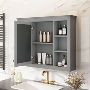 Modern 35 X 27.5 Wall Mounted Bathroom Storage Cabinet with Medicine Cabinet <b>Mirror</b> <b>Bath</b> <b>Mirrors</b> - Product Image 2