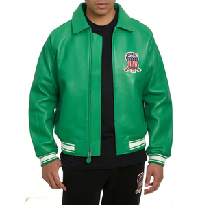 Chaqueta de Cuero AVIREX para Hombre, Chaqueta Verde AVIREX ICON, Chaqueta de Cuero AVIREX para Hombre - Product Image 3