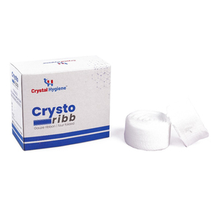 Cinta de Gasa CRYSTO-RIBB de Crystal Hygiene (Gamma Estéril) Blanca 2.5cm X 2m para Uso en Otorrinolaringología, Odontología y Empacamiento de Cavidades Estrechas - Product Image 1