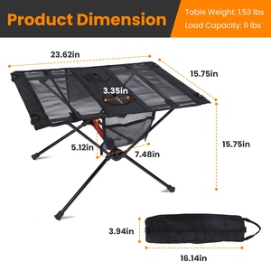 Tavolo da campeggio pieghevole portatile telaio in lega di alluminio 2 portabicchieri 2 tasche laterali porta borsa per Picnic escursionismo barbecue tavolo all'aperto - Product Image 6