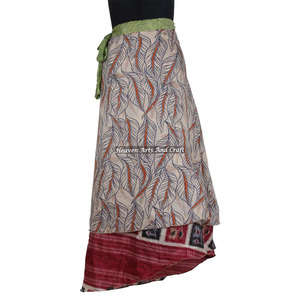 Jupe portefeuille vintage 2026 pour femme, réversible, double couche, en soie, grande taille, collection été - Prix de gros - Product Image 1