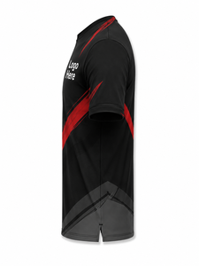 T-shirt sportif géométrique noir et rouge pour homme, manches courtes, col rond, séchage rapide, imprimé par sublimation, coupe classique - Product Image 4