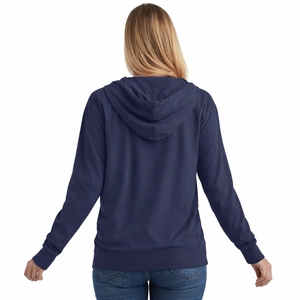 Sweat à capuche zippé à manches longues pour femme, coupe classique, couleur unie, tricoté, style décontracté, style automne, avec poche kangourou - Product Image 2