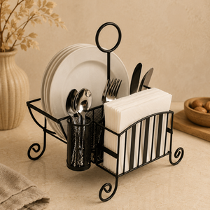 Moderno Organizador de Platos Metálico, Ahorrador de Espacio, Porta Cubiertos, Diseño de Almacenamiento para Cocina - Product Image 1