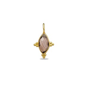 Colgante de Cuarzo Ahumado Marquise Chapado en Oro con Gema |   Venta al por Mayor de Accesorios para Joyería Hechos a Mano - Product Image 1