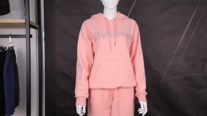 Conjunto Deportivo de Dos Piezas para Mujer, Talla Grande, Transpirable, Antibacterial, con Logotipo Personalizado, Color Rosa, de Forro Polar - Product Image 5