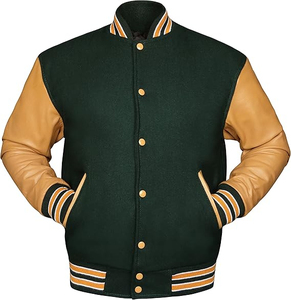 Men's Baseball <b>Jacket</b> Breathable Customized Real <b>Leather</b> Wool Made High Quality Custom <b>Jacket</b> For Men - Product Image 2