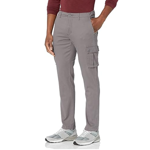 Men's Gray <b>Stretch</b> <b>Cargo</b> Pants Utility Trousers With Side Storage Pockets For Casual Outdoor And Work Activities - Product Image 3