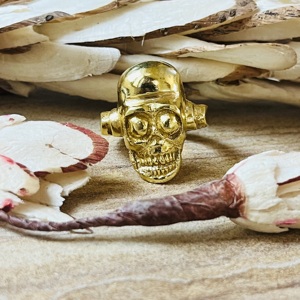 Dernier design : Bague Tête de Mort Gothique en Laiton pour Hommes, Plaqué Or 18 carats, Bijoux Hip Hop, Squelette, Punk, Motard - Vente en Gros/OEM/ODM - Product Image 1