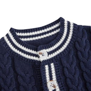 Cardigan en tricot de coton pour garçons, boutonné sur le devant, à manches longues, haut décontracté, personnalisable OEM, tricot confortable pour garçons - Product Image 2