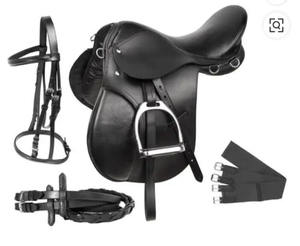 Ensemble de selle de saut pour cheval en cuir brun de qualité supérieure personnalisé |   Selle d'équitation anglaise avec bride et étrier | - Product Image 4