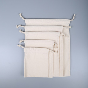 Polyester/Cotton Drawstring Bag <b>Plain</b> Dyed Woven Eco Friendly Customizable Muslin Storage Pouches Water Resistant Washable - Product Image 4