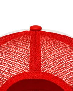 Gorra de camionero roja y blanca personalizada, ajustable, transpirable, de malla, con logo personalizado, snapback, lisa, de poliéster, deportiva. - Product Image 5