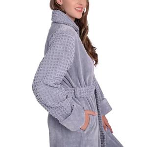 Peignoir unisexe de luxe thermique grande taille 100 % coton à manches longues, robe douce de haute qualité pour la détente et le bain, meilleur prix de gros - Product Image 5