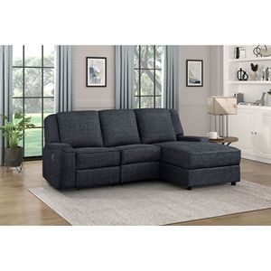 Moderno 2 pezzi componibile reclinabile con rivestimento in tessuto Chaise Chaise ciniglia destra e portabicchieri per soggiorno mobili - Product Image 1