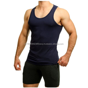 Débardeurs pour hommes à la vente chaude Nouveaux vêtements de sport populaires pour la salle de sport Couleur unie Coton Muscle Fitness Singlet Respirant Tricoté - Product Image 5